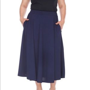 White Mark Tasmin Womens Stretch Midi Flared Skirt-Plus